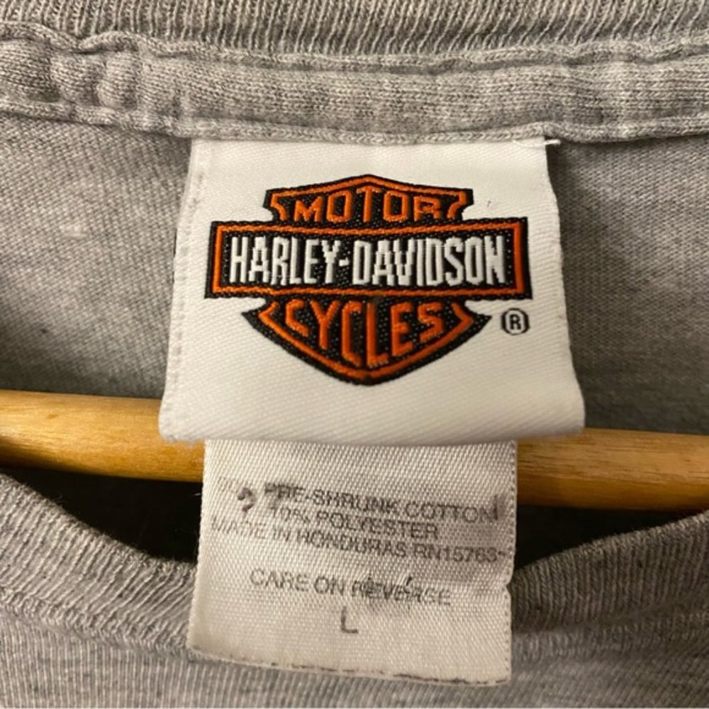 Y2K Vintage Harley Davidson Long Sleeve Shirt Grey Girl Biker Bike Babe Woman - Picture 9 of 14